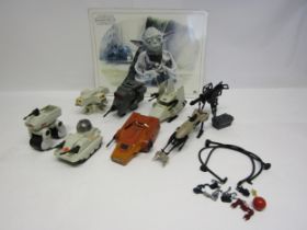 A collection of unboxed vintage Kenner Star Wars Mini-Rigs and similar vehicles and accessories to