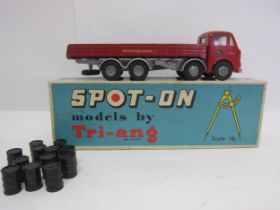 A Triang Spot-On 110/3D diecast model AEC Mammoth Major 8 with Flat Float with Sides and Oil Drum