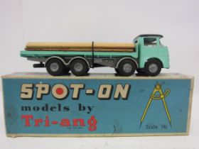 A Triang Spot-On 109/2P diecast model ERF 68G with Flat Float and Wooden Plank Load, turquoise cab