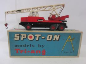 A Triang Spot-On 117 diecast model Jones Crane KL 10/10 with red body and wheel hubs, cream cab