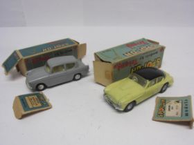 Two Triang Spot-On diecast model cars to include 213 Ford Anglia in grey with cream interior and 112
