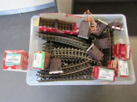 A large box of loose LGB (Lehmann-Gross-Bahn) G scale track and accessories and a smaller number