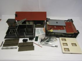 Assorted loose part built plastic railway buildings and spares including Marklin 5618 Coaling Depot,