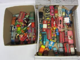 A collection of assorted loose and playworn Dinky, Corgi, Matchbox and other diecast vehicles