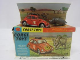 A boxed Corgi Toys 256 diecast Volkswagen 1200 in East African Safari Trim, comprising orange VW