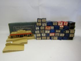 A boxed Hornby Dublo 00 gauge D1 Through Station and forty-two boxed goods wagons and passenger