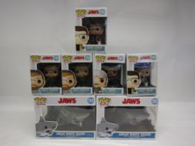 A collection of boxed Funko Pop Movies 'Jaws' figures to include 755 Chief Brody (x2), 756 Matt