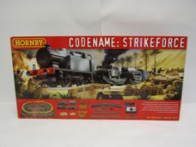 A boxed Hornby 00 gauge R1147 Codename: Strikeforce electric train set, comprising 0-4-0 tank