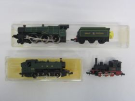 Two N gauge model railway Great Western locomotives in associated perspex cases, to include Graham