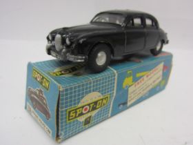 A Triang Spot-On 256 diecast model Jaguar 3.4 Police Car in black, cream interior with grey