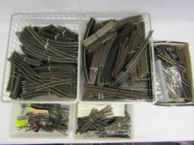 A large quantity of loose 00 gauge model railway track and points