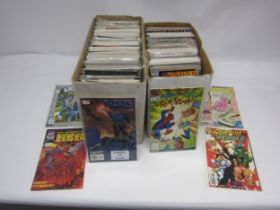 A collection of assorted modern Marvel comics including 'Eternals', 'Doom 2099', 'Ren & Stimpy', '