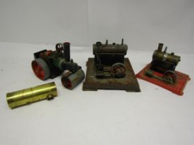 Three Mamod live steam models for restoration, to include steam roller and two stationary engines,