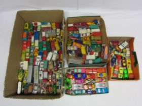 A collection of assorted loose and playworn diecast vehicles including Matchbox Series, Superfast,
