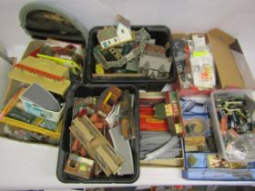 A large collection of 00 gauge model railway accessories, scenic items, modelling materials etc