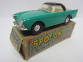 A Triang Spot-On 191/1 diecast model Sunbeam Alpine Hardtop, turquoise body with black roof, cream