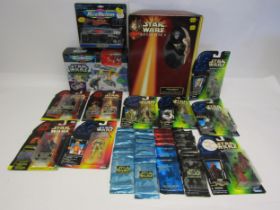 A collection of Star Wars figures, toys and collectables comprising carded Kenner The Power Of The