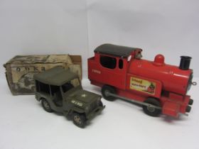 Two large scale pressed steel model vehicles to include Tonka 304 Jeep Commander with original