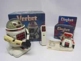 Two boxed 1980s Tomy battery operated robots to include no. 5401 Verbot and no. 5400 Dingbot (2)