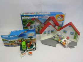Two Playmobil sets to include 70346 Family Fun Zoo Vet with Medical Cart and 5633 City Life Pet