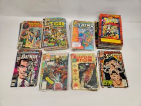 A collection of assorted Marvel and DC comics including Superman, Daredevil, Batmam, West Coast