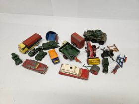 A collection of assorted playworn diecast vehicles including Corgi, Matchbox, Lesney, Spot-On etc