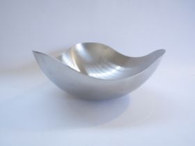 A Georg Jensen stainless steel waved bowl. 11cm high x 25cm diameter