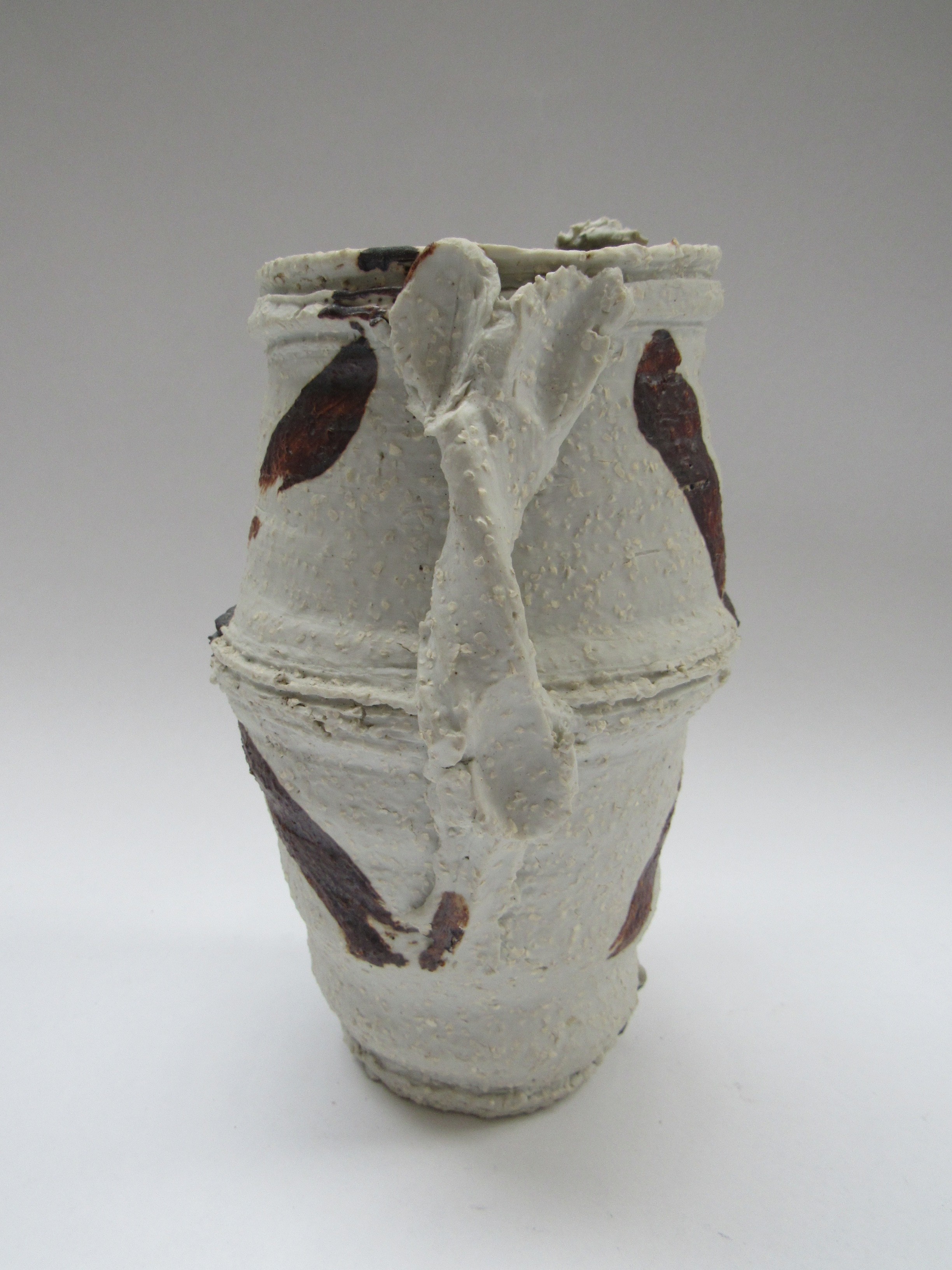 PETER SMITH (b.1941) A rare porcelain jug with textured finish c1980, painted tenmoku flashes. - Image 3 of 7