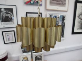 A Danish three tiered ceiling light of semi circular columns in brassed metal finish. Approx 35cm