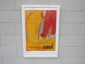 A Harland Miller framed original French art exhibition poster “Oui” from 2021. 84cm x 60cm