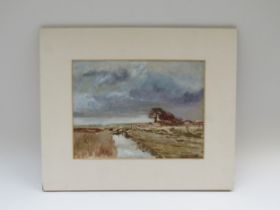 HUGH BOYCOTT BROWN (1909-1990) An original oil on board painting of a landscape, mounted but