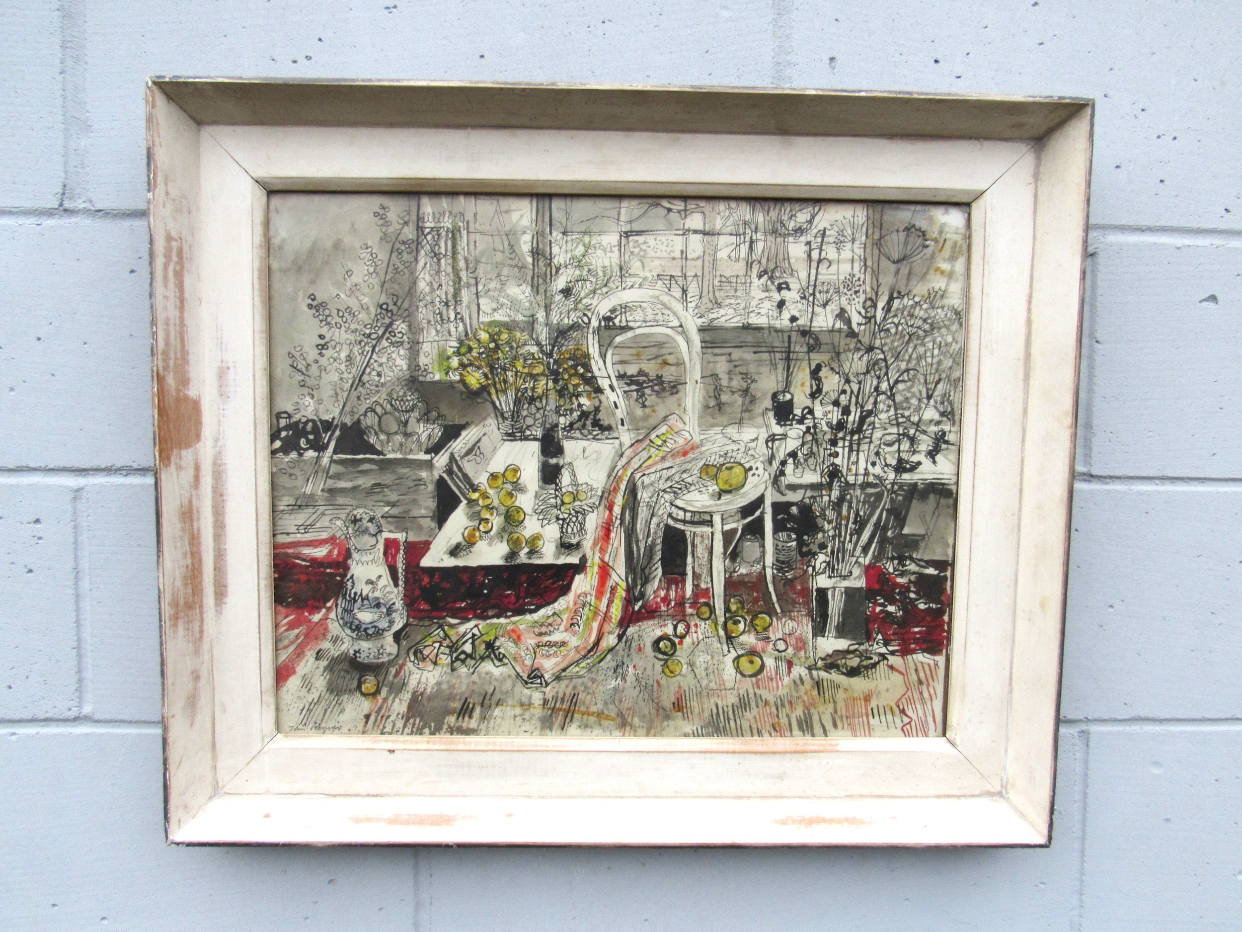 JOHN O'CONNOR RCA RE RWS (1913-2004) A framed and glazed mixed media on paper of an interior scene