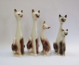 A collection of four Italian Pottery ceramic cat figure. Tallest 36cm