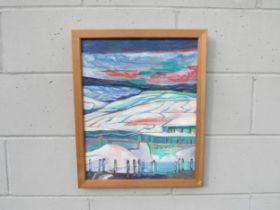 PAMELA GUILLE ARSA (XX) A framed oil on canvas painting “Snow fall” signed lower right and verso.