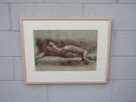 DAVID HENDERSON (XX/XXI) A framed and glazed pencil drawing, recling female nude. Image size 36cm