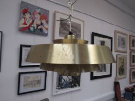 A Danish four tiered ceiling light in the Poulsen style in brassed metal. Approx 39cm diameter (