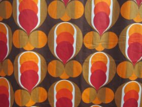 Approximately 3.5m of 1970's fabric, brown ground with printed op art design in brown with tan,