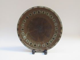 ERIC JAMES MELLON (1925 - 2014): An early studio pottery plate with ash glaze dot and line detail,