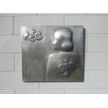 ROY RASMUSSEN (1919-2014) 'Alone' - an aluminium panel, beaten and embossed depicting a figure of