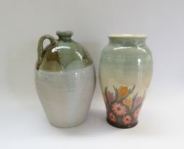 A Mill House Pottery Alan Frewin painted vase, 31cm high, together with a Mick Arnold ceramic