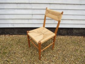 A Danish oak side chair with woven seat and back. 44cm x 52cm x 90cm high