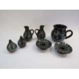 Seven pieces Lotus pottery, tallest 12cm