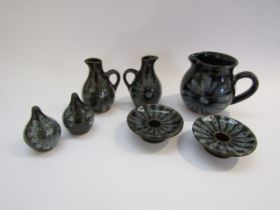 Seven pieces Lotus pottery, tallest 12cm