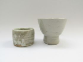 WILLIAM (BILL) MARSHALL (1923-2007) A studio pottery pedestal bowl, 7cm high and an egg cup, 4cm