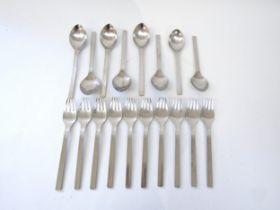 Georg Jensen 'Tuja' pattern cutlery - Ten forks and eight spoons, designed by Magnus Stepensen in