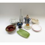 A collection of retro ceramics including Rosenthal, Poole , Crown Devon etc. Tallest 25cm