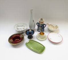 A collection of retro ceramics including Rosenthal, Poole , Crown Devon etc. Tallest 25cm