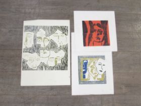 LAURA WILD (Cornish artist) Three unframed limited edition prints “Head I”, “Self” and Within the