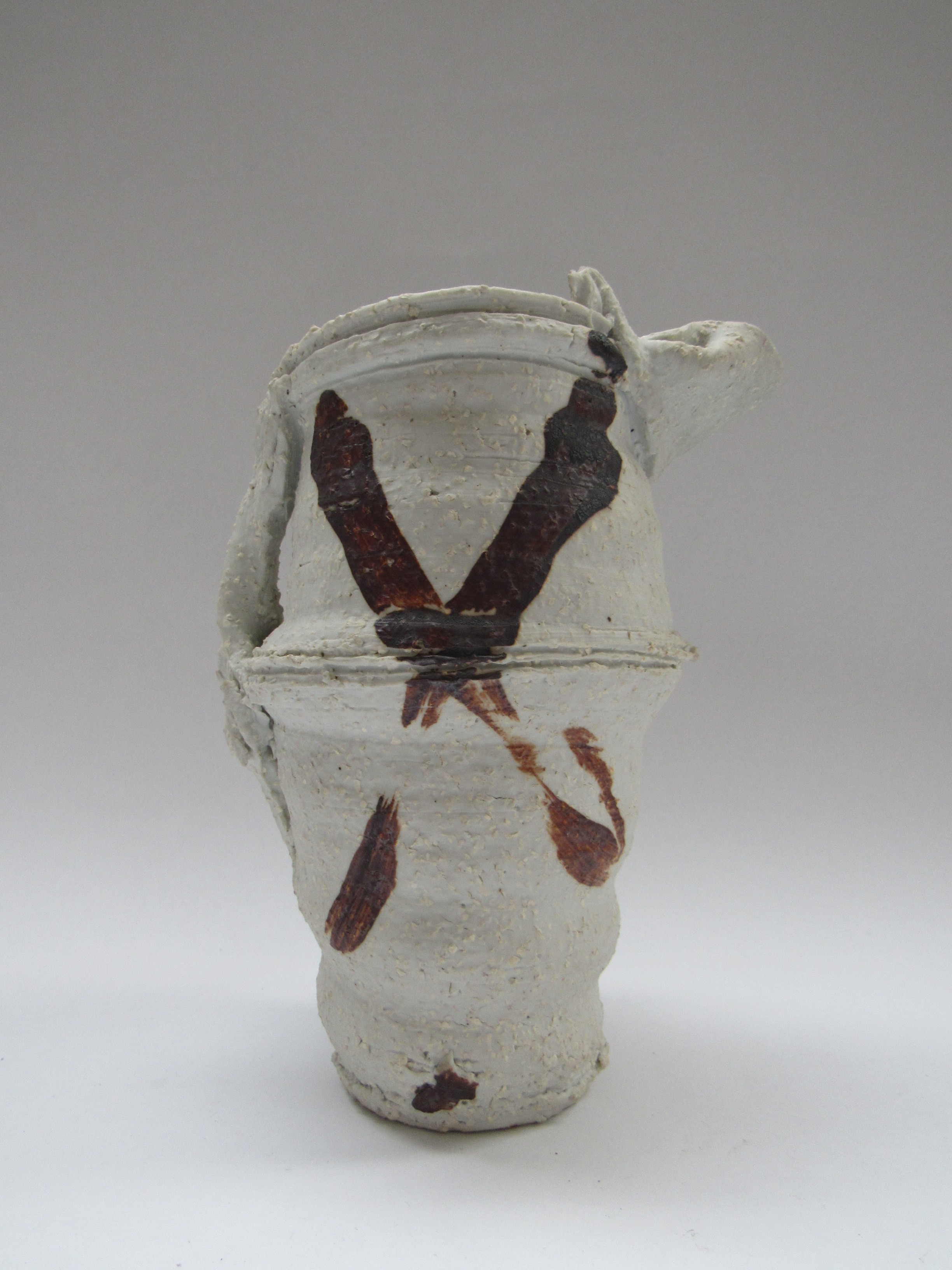 PETER SMITH (b.1941) A rare porcelain jug with textured finish c1980, painted tenmoku flashes. - Image 5 of 7