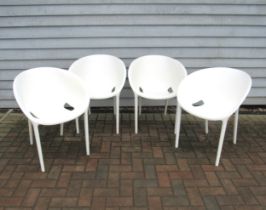 A set of four "Soft Egg" chairs by Phillipe Starck for Driade in white, 74cm high